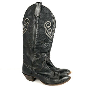 VTG HONDO Cowboy Boots Women's Sz 6B Black Leather Gorpcore Western Cowgirl